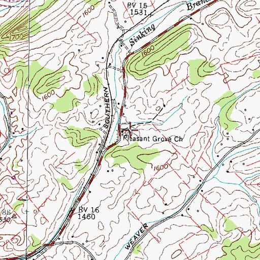 Topographic Map of Pleasant Grove Cemetery, TN