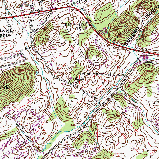 Topographic Map of Roller Cemetery, TN