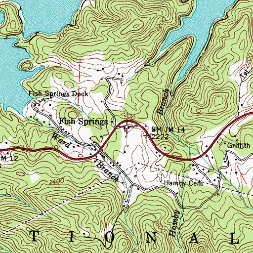 Topographic Map of Fish Springs Baptist Church, TN