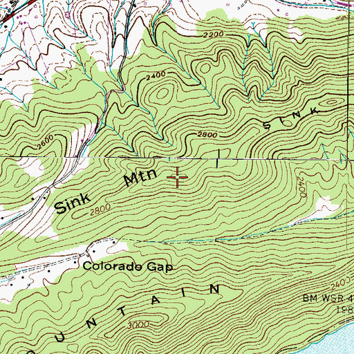 Topographic Map of Sink Mountain, TN