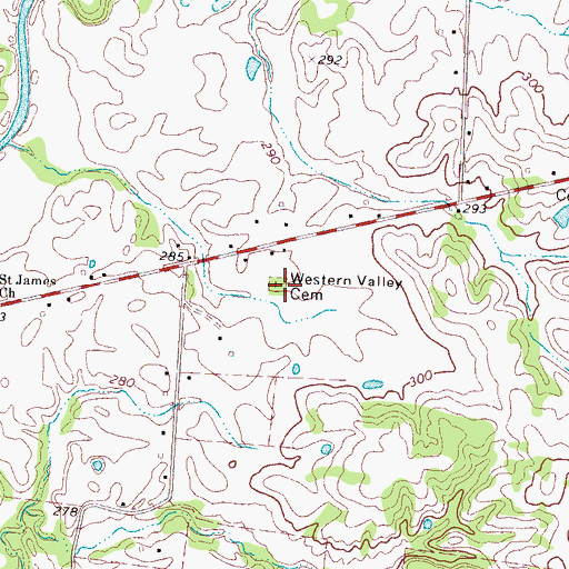 Topographic Map of Western Valley Cemetery, TN