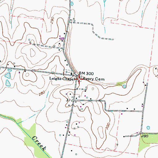 Topographic Map of Avery Cemetery, TN