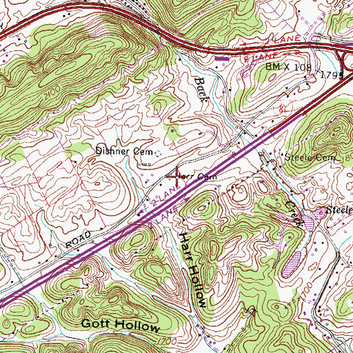 Topographic Map of Harr Cemetery, TN