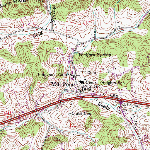 Topographic Map of Immanuel Church, TN