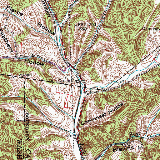 Topographic Map of Lick Creek Church, TN