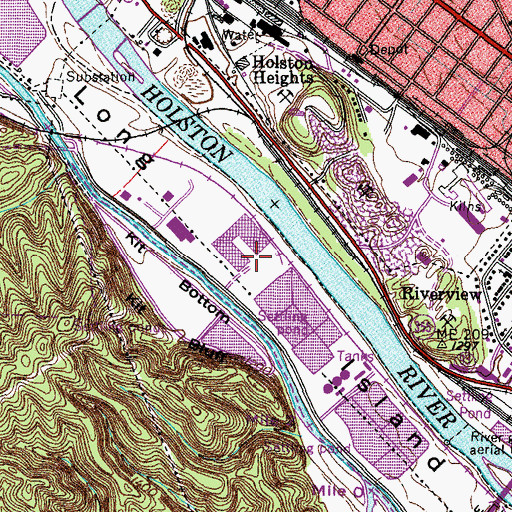 Topographic Map of Long Island, TN