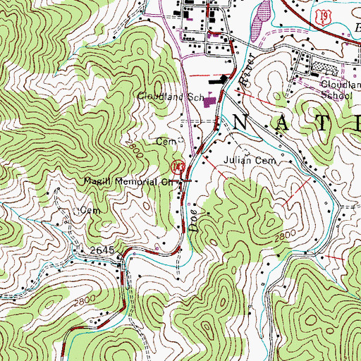 Topographic Map of Magill Memorial Church, TN