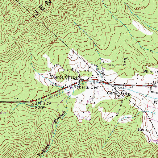 Topographic Map of Pierce Chapel, TN