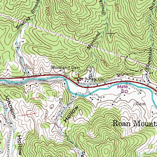 Topographic Map of Saint Johns Church, TN
