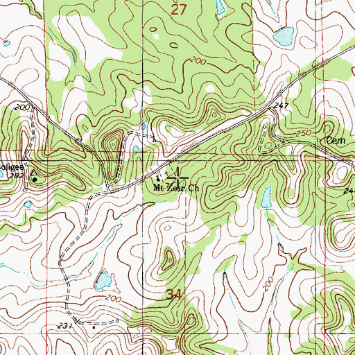 Topographic Map of Mount Zoar School (historical), AL