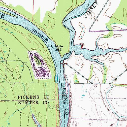 Topographic Map of Mouth of Sipsey Landing (historical), AL