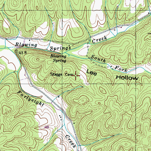 Topographic Map of Staggs Cemetery, TN
