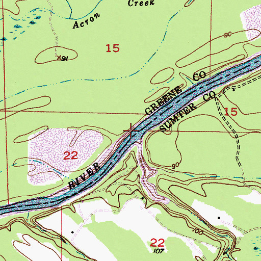 Topographic Map of Mussel Shoals Bar, AL