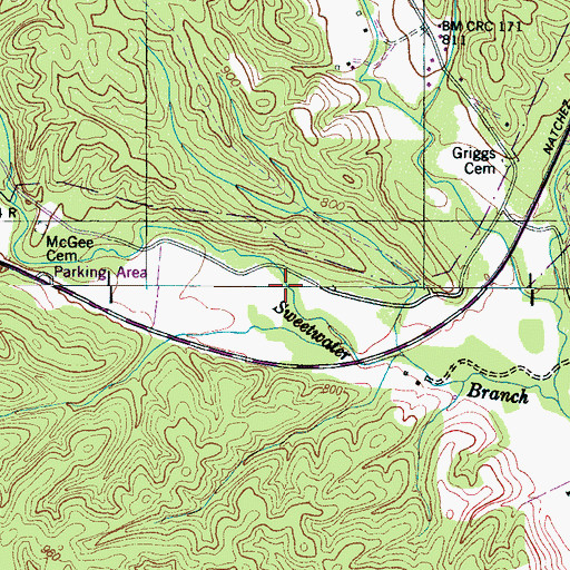 Topographic Map of Sweetwater Branch, TN