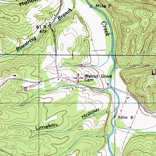 Topographic Map of Walnut Grove Cemetery, TN