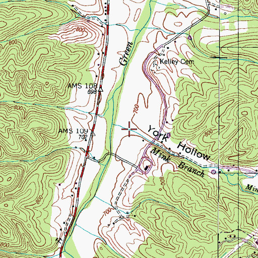 Topographic Map of York Hollow, TN