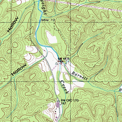 Topographic Map of Barnett Branch, TN
