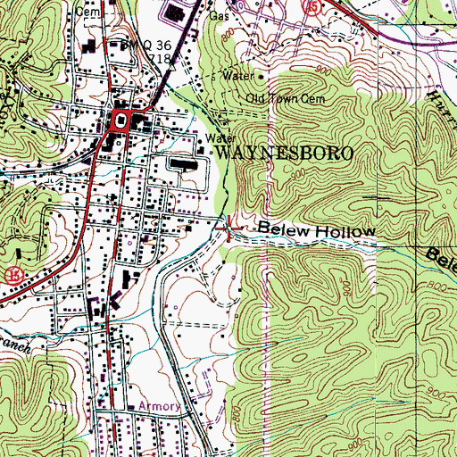 Topographic Map of Belew Hollow, TN