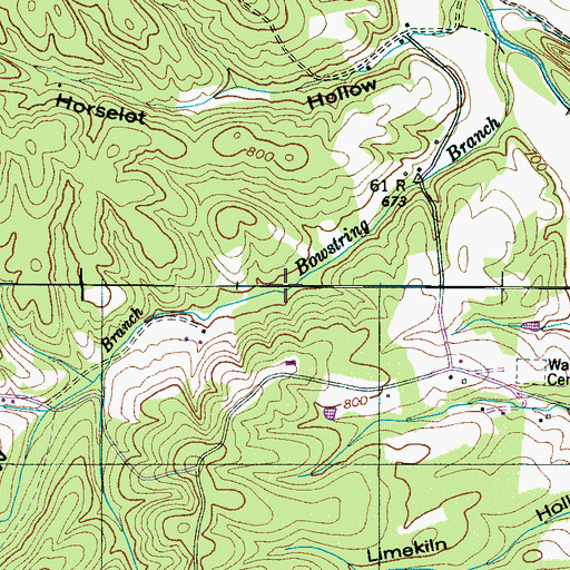 Topographic Map of Bowstring Branch, TN