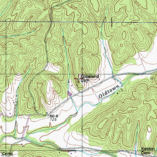 Topographic Map of Copeland Cemetery, TN