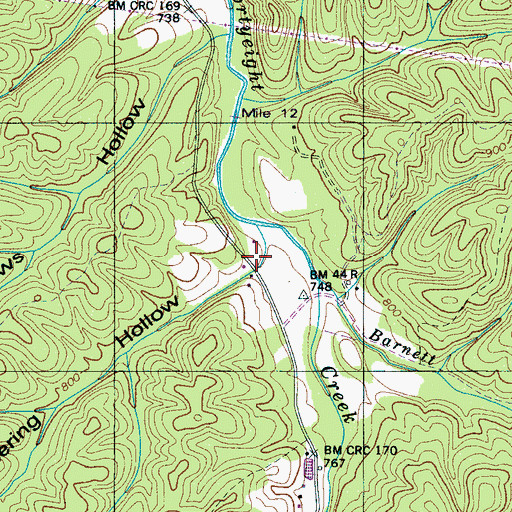 Topographic Map of Deering Hollow, TN