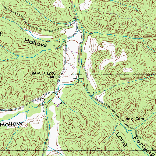 Topographic Map of Dixon Hollow, TN