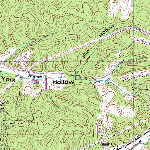 Topographic Map of Flat Hollow, TN