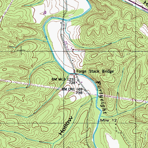 Topographic Map of Forge Stack Bridge, TN