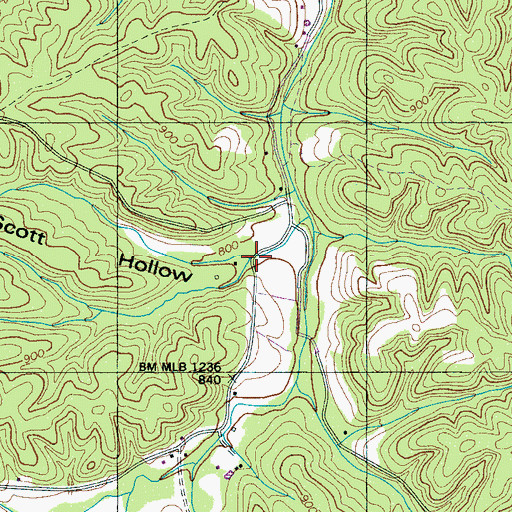 Topographic Map of Granny Scott Hollow, TN