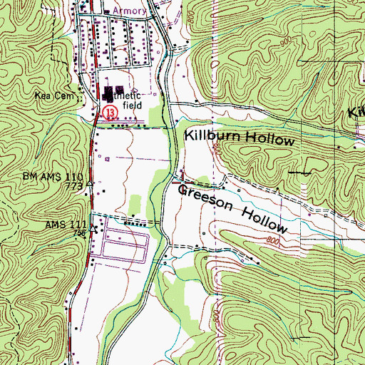 Topographic Map of Greeson Hollow, TN