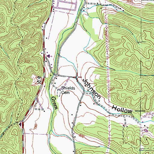 Topographic Map of Johnson Hollow, TN