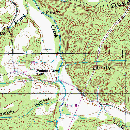 Topographic Map of Liberty Hollow, TN