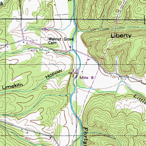 Topographic Map of Limekiln Hollow, TN