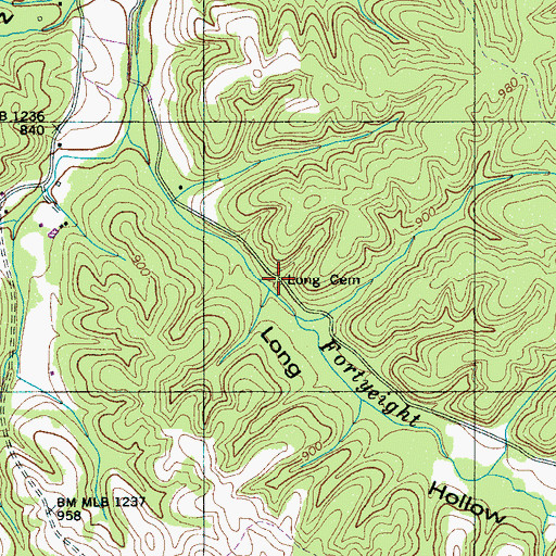 Topographic Map of Long Cemetery, TN