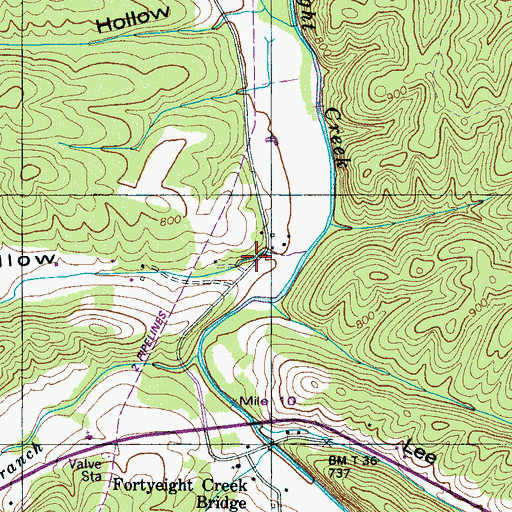 Topographic Map of Louse Hollow, TN