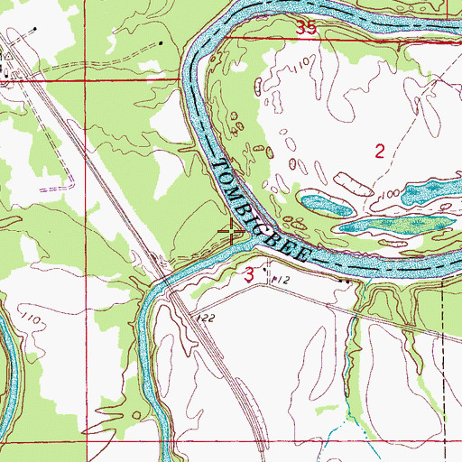 Topographic Map of Noxubee Bar, AL