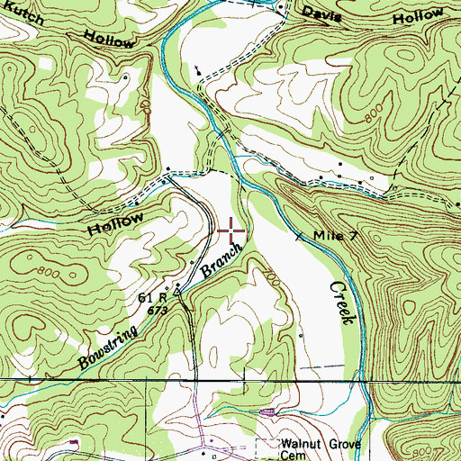 Topographic Map of Bowstring Hollow, TN