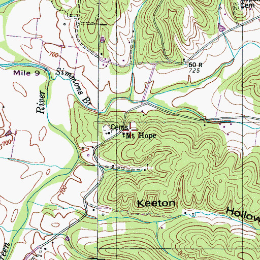 Topographic Map of Mount Hope School (historical), TN