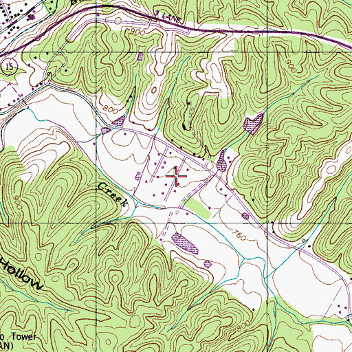 Topographic Map of Valleyview Subdivision, TN