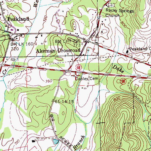 Topographic Map of Cooley Cemetery, TN