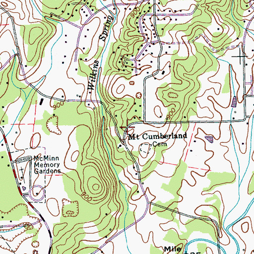 Topographic Map of Mount Cumberland, TN