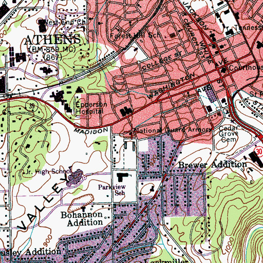 Topographic Map of National Guard Armory (historical), TN
