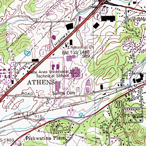Topographic Map of State Area, TN