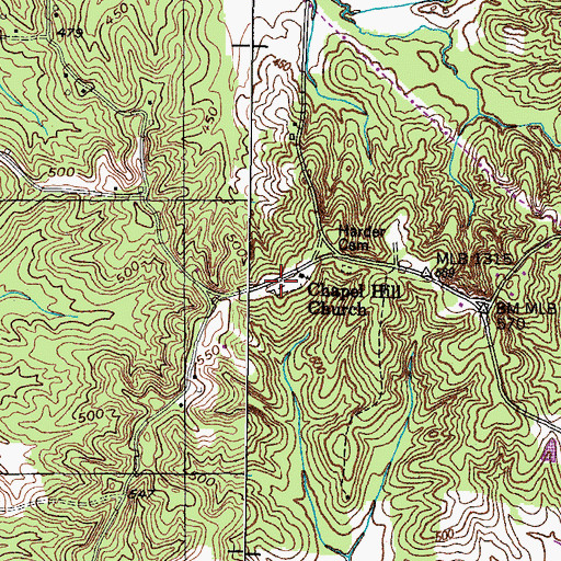 Topographic Map of Chapel Hill Cemetery, TN