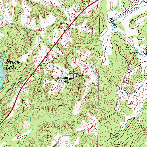 Topographic Map of Christian Chapel Cemetery, TN