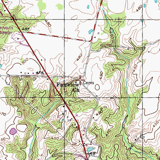 Topographic Map of Fairview Cemetery, TN