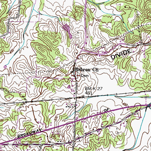 Topographic Map of Hebron Cemetery, TN