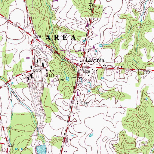Topographic Map of Lavinia Cemetery, TN