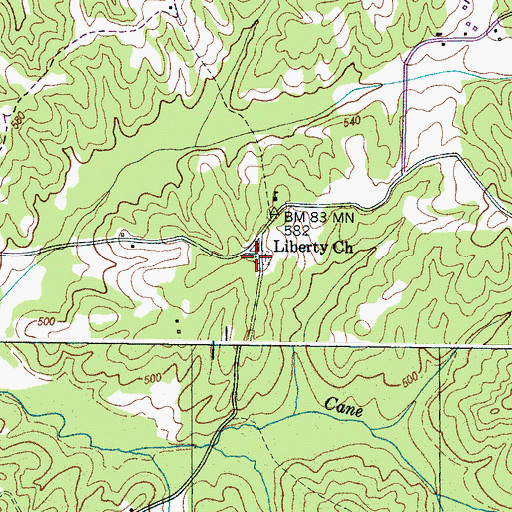 Topographic Map of Liberty Cemetery, TN