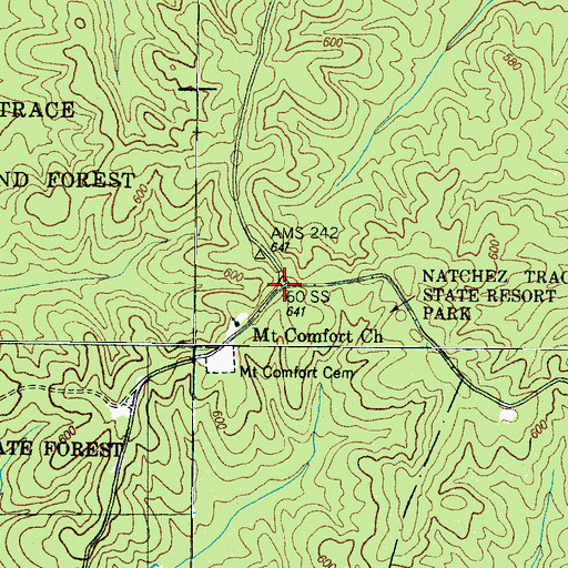 Topographic Map of Maple Creek (historical), TN